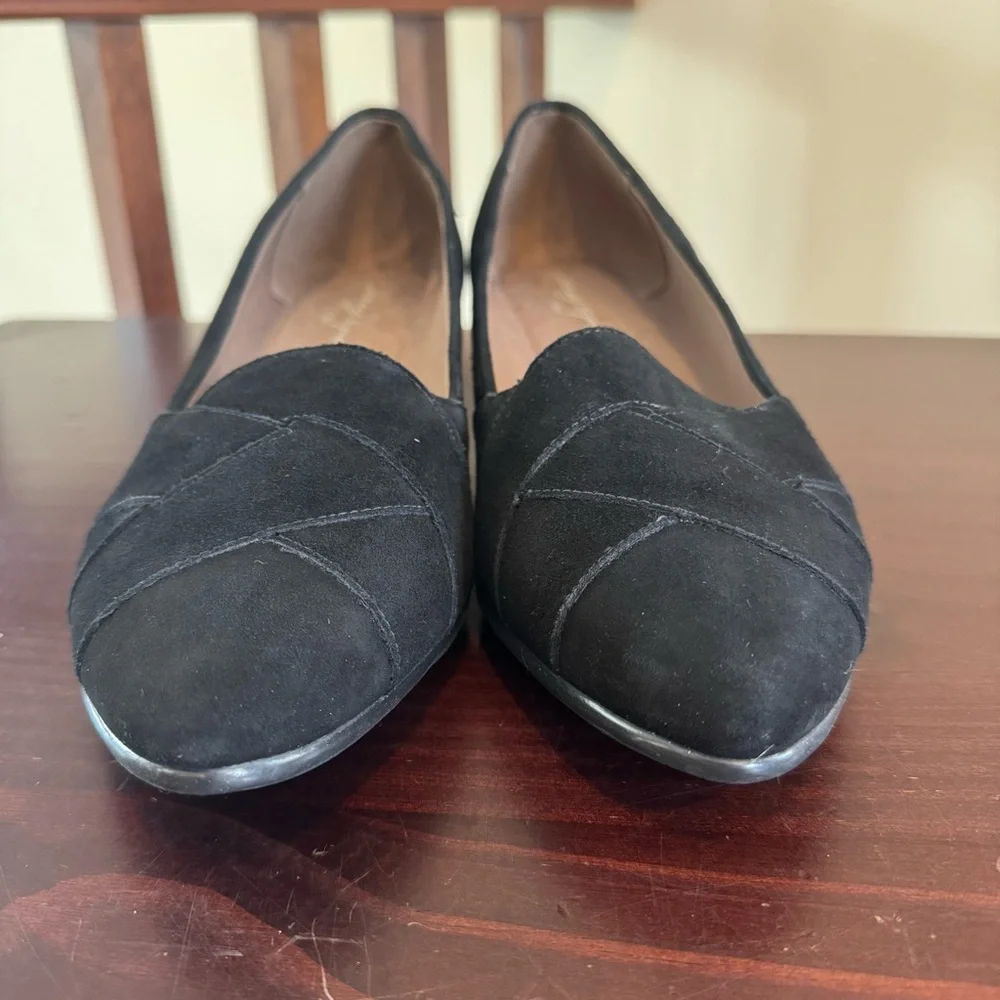 Easy spirit, black suede feel braid, weave wedge slip on shoes size 9, excellent - Picture 3 of 12